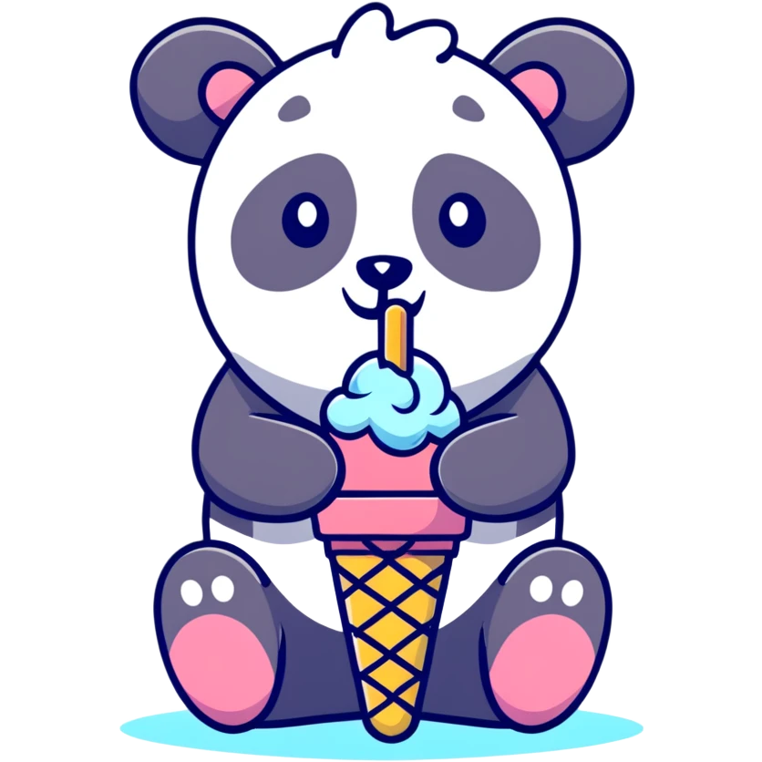 Panda eating ice cream emoji