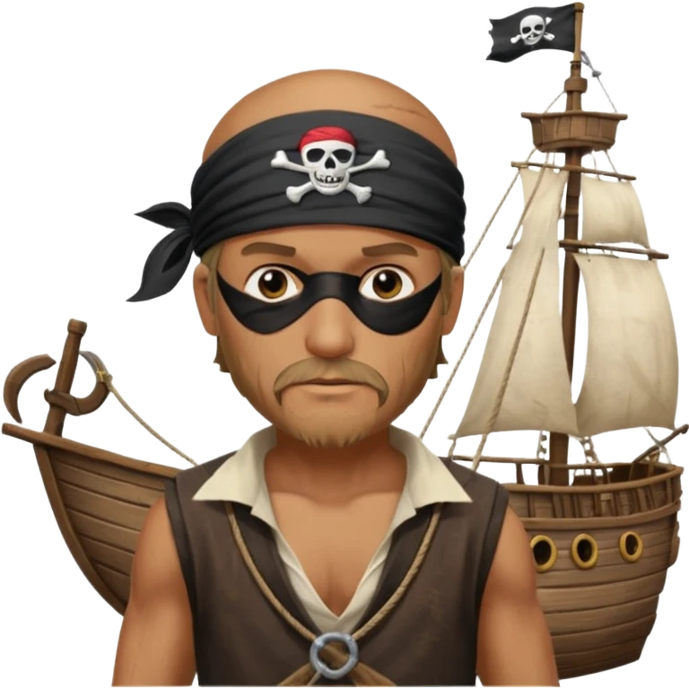 Pirat man standing ship emoji