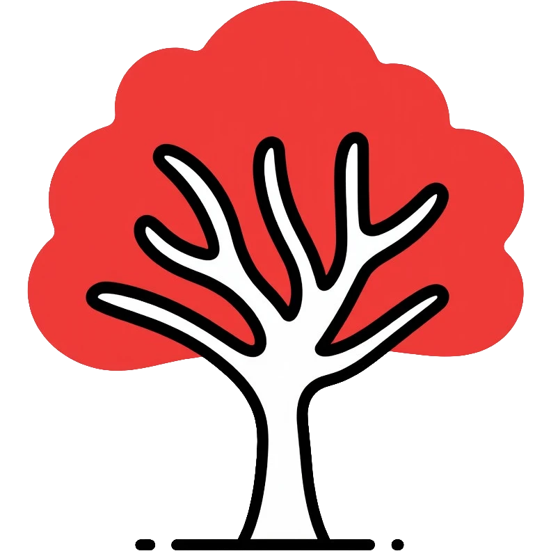 white tree with red foliage emoji