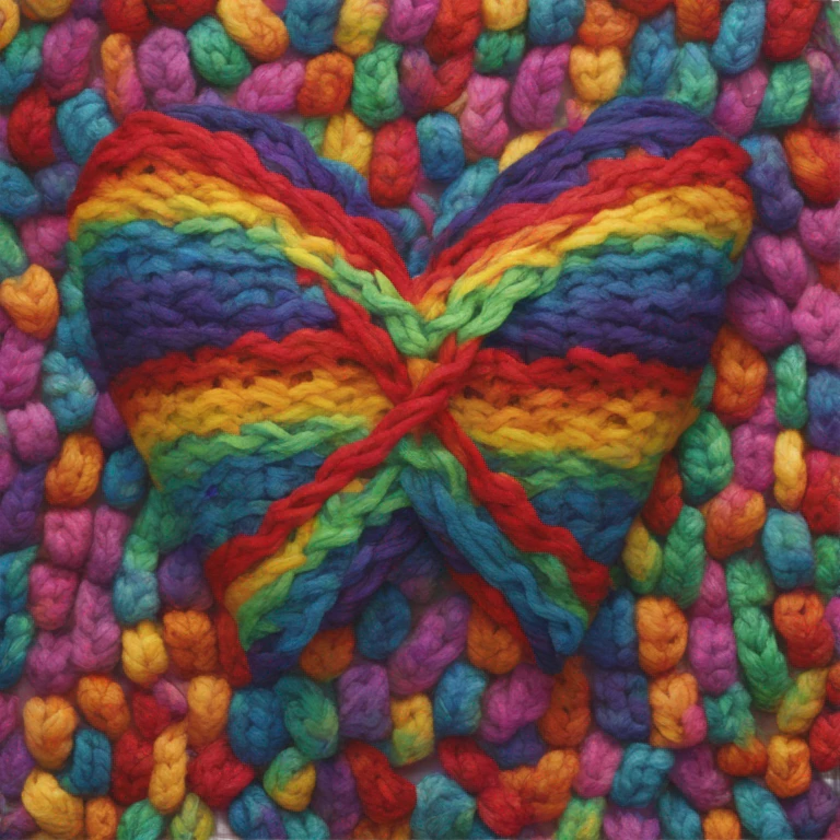 Rainbow knitted heart emoji