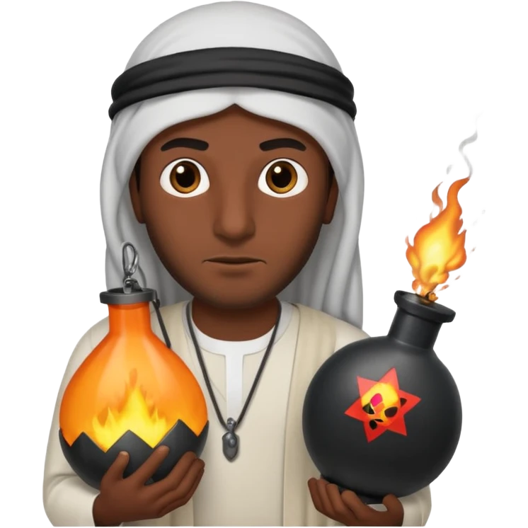 Arab man with bomb emoji