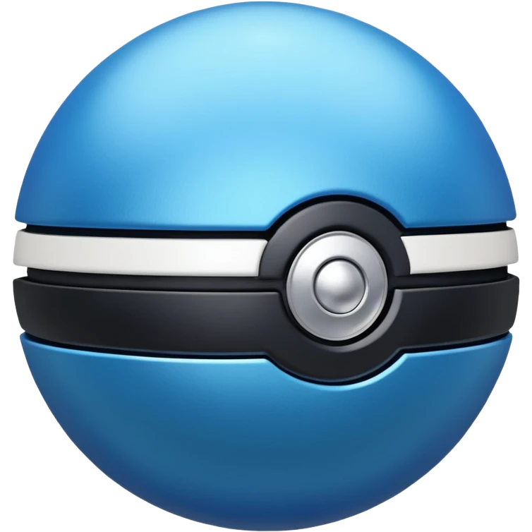 blue pokeball emoji, top half is a more saturated blue, bottom half is white, black stripe, with a metallic sheen emoji