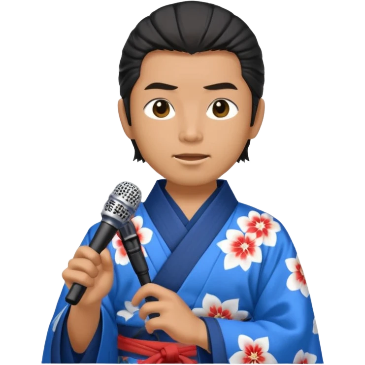 samurai singing with micro emoji