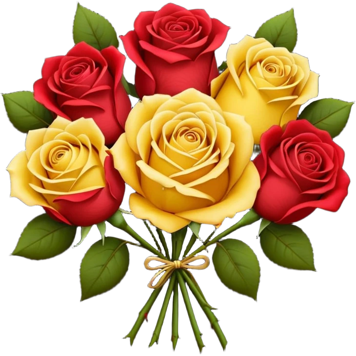 Yellow rose and red rose bouquet with black paper emoji