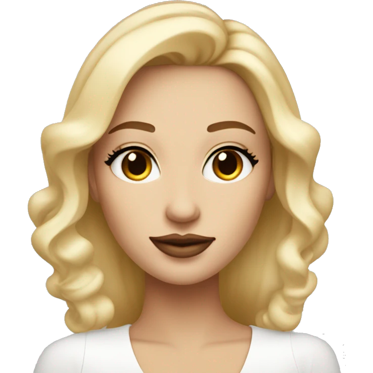 Create a very stylish blonde woman with brown eyes, a beauty mark above her upper lip on the right side, exuding a luxurious vibe. emoji