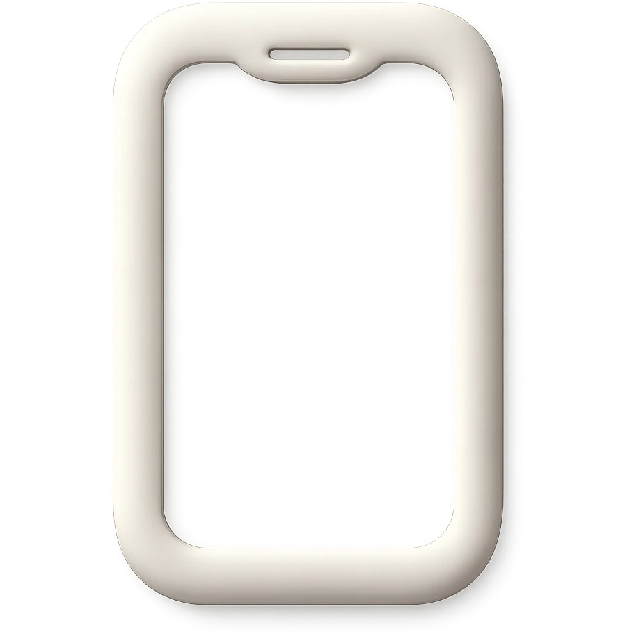 A smartphone with soft rounded corners and a simplified screen emoji