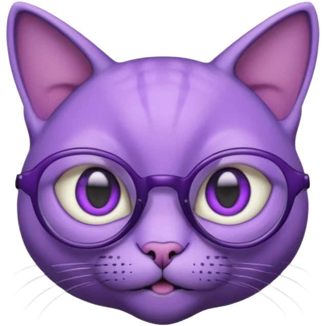purple alien cat with no fur, and spectacles and hair emoji