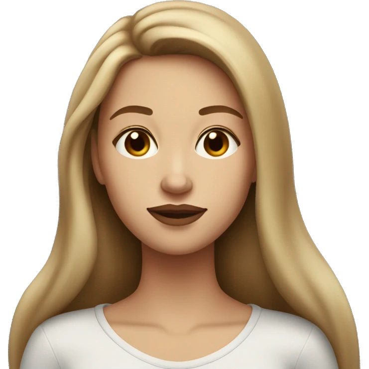 20 year old woman with long light brown hair and long face and big lips emoji