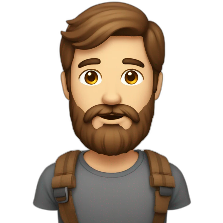 Homme avec barbe brune promenant son chien en laisse emoji