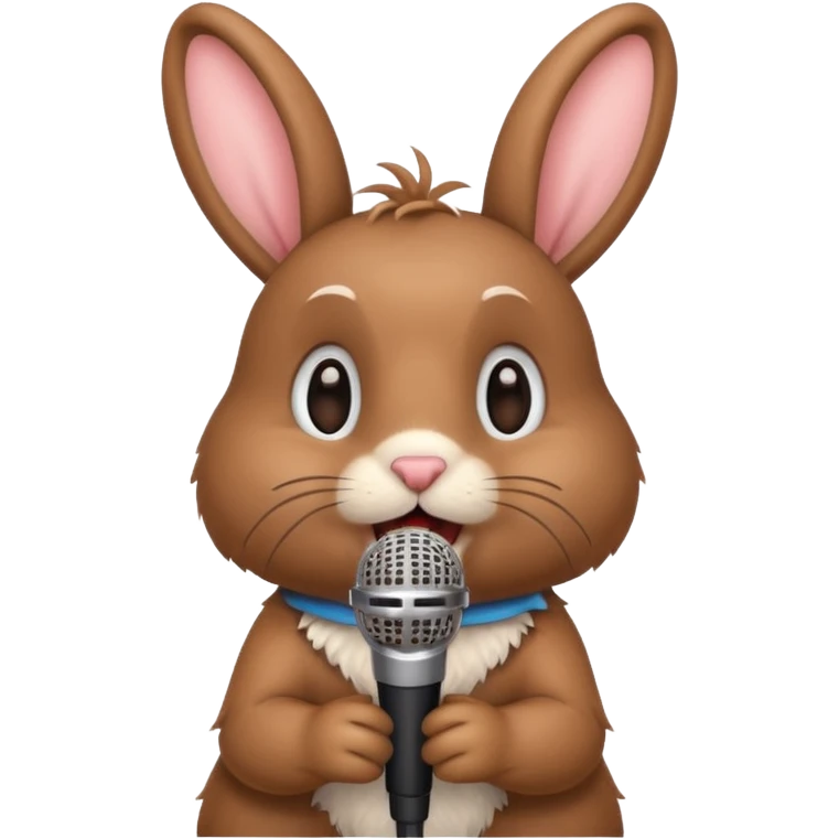 brown bunnie singing to mic emoji
