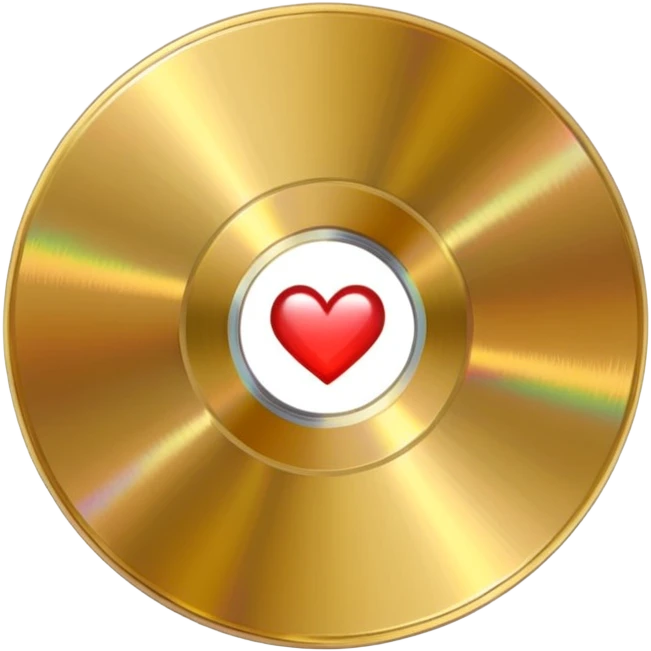 gold CD with a heart shape scratch emoji