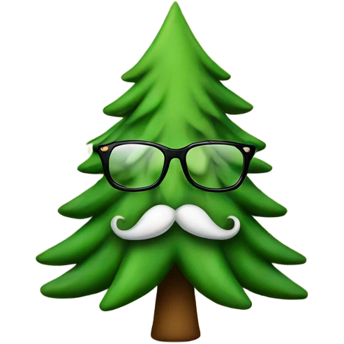 Christmas tree with glasses and a mustache emoji