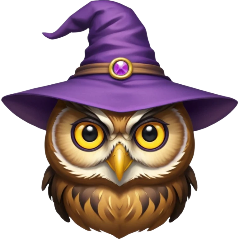 owl wear purple wicth hat emoji