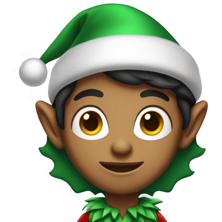 Dark hair Christmas elf emoji