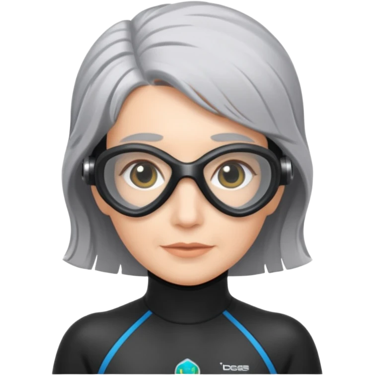 Grey haired woman scuba diver  emoji