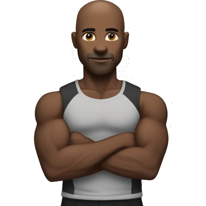 Muscular black bald man  emoji