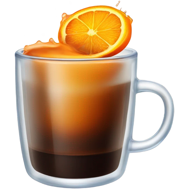 one coffee with orange juice in a glass cup emoji