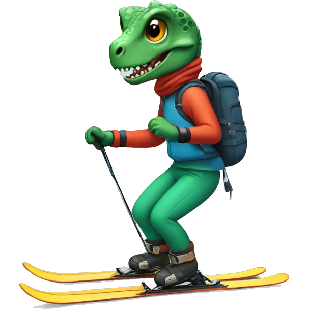 Dino skiing emoji