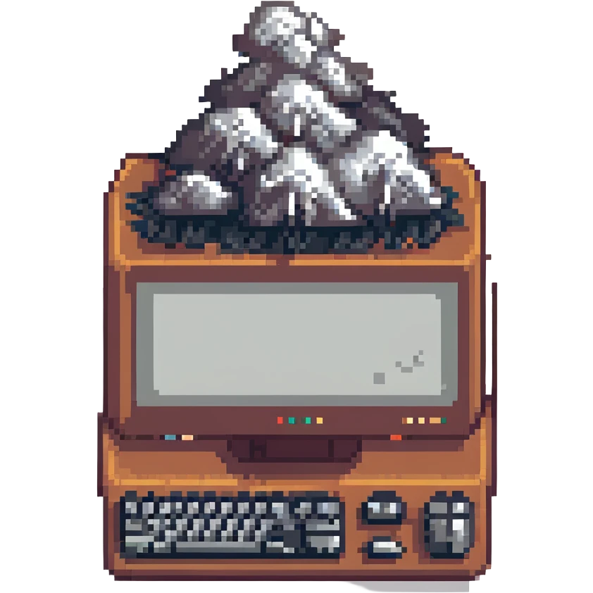 Computer with smoke clouds coming out emoji