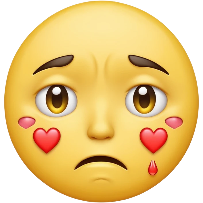 A yellow circular frowning Face with hearts above its eyes, crying emoji