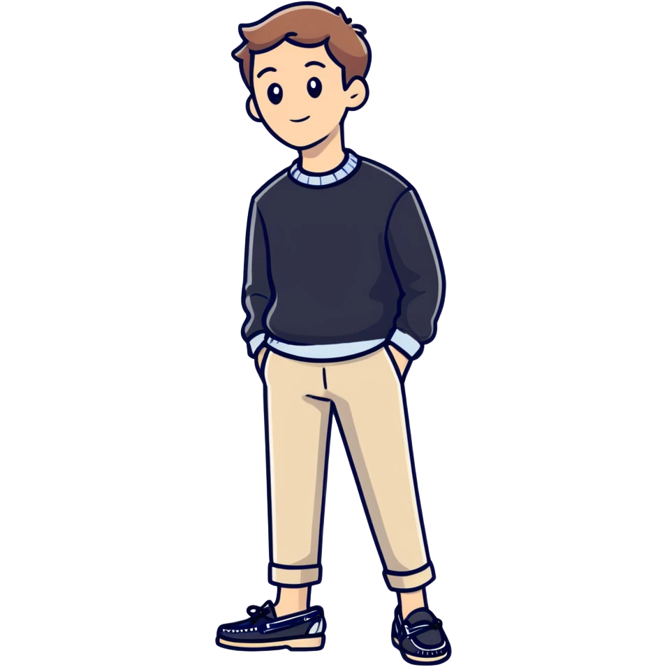 2025 neo-preppy outfit with tech-enhanced boat shoes and sustainable tennis sweater emoji