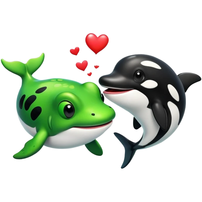 Frog and orca in love  emoji