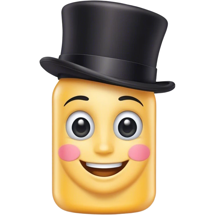 shampoo with a face and a top hat emoji