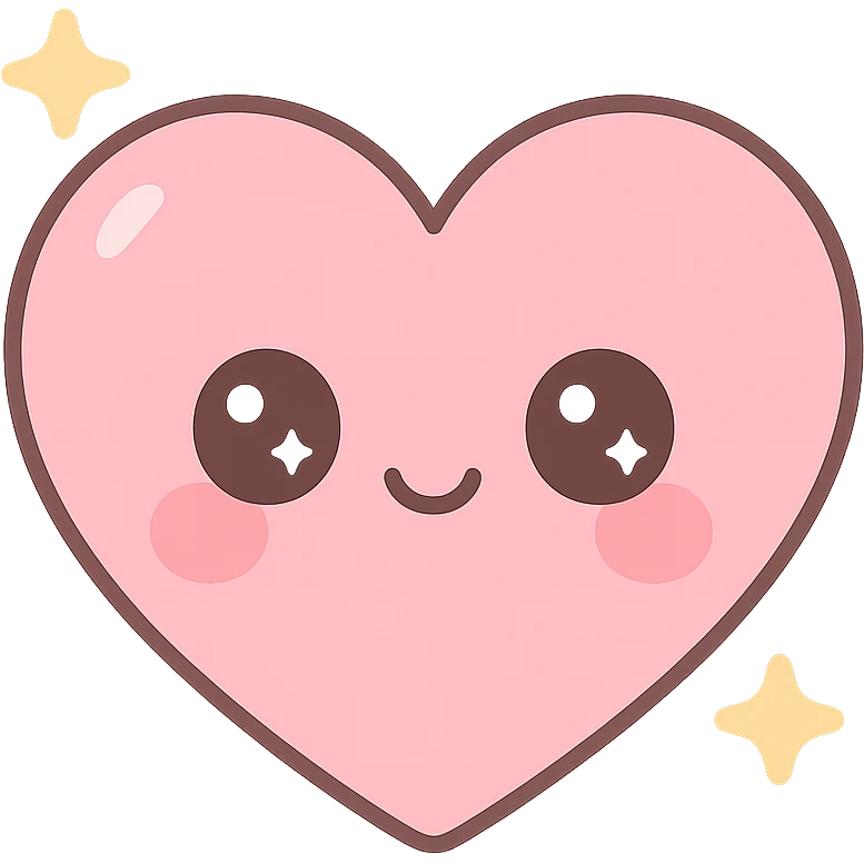 anime style heart, sparkling eyes, kawaii expression, pastel colors emoji