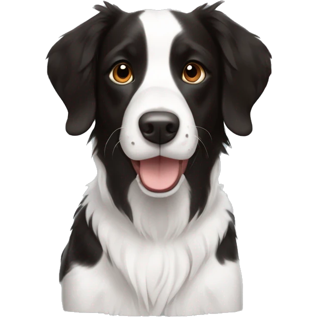 medium black and white crossbreed brittany spaniel and border collie with black face and black and white paws emoji
