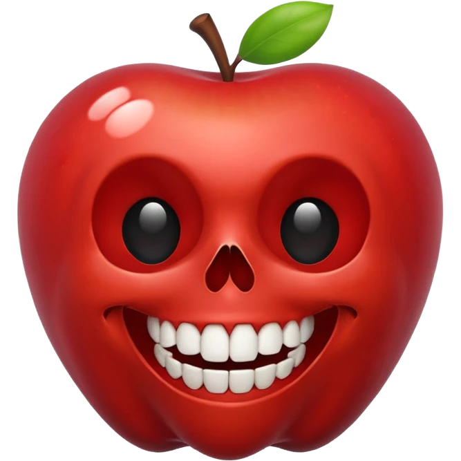 skull apple style emoji with a big grin emoji