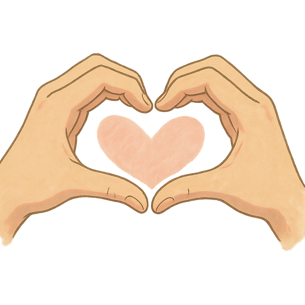 two hands forming a heart, soft colors emoji