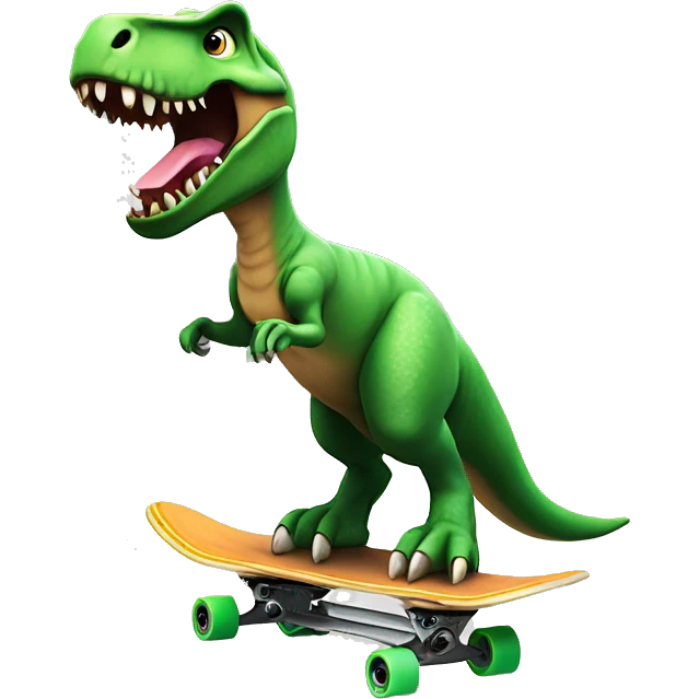 A T-Rex riding a skateboard￼ emoji
