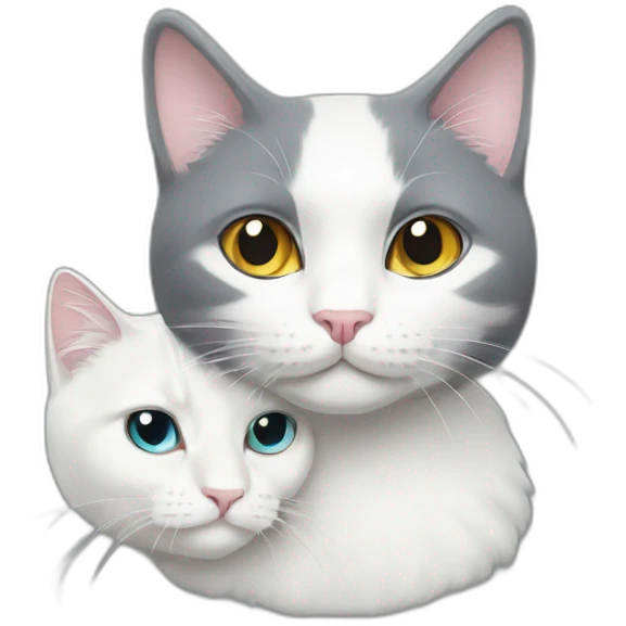 A white cat and a dark gray cat emoji