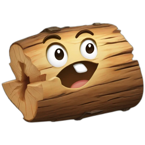 Chopped wood log with crying laughing face emoji