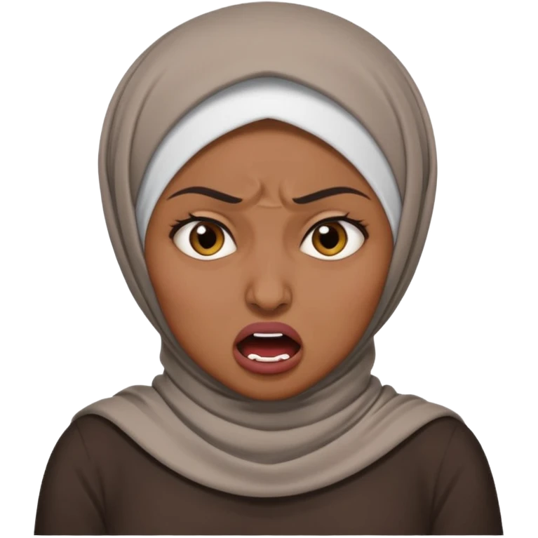 A hijabi woman choking herself out of frustration and anger emoji