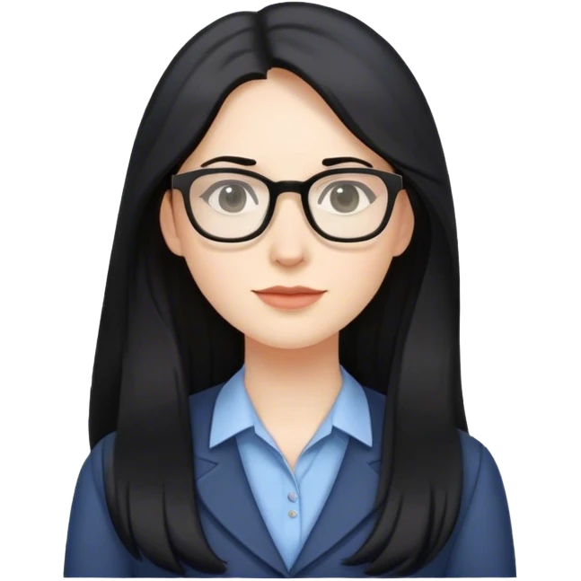pale female teacher with long black hair, wearing glasses emoji