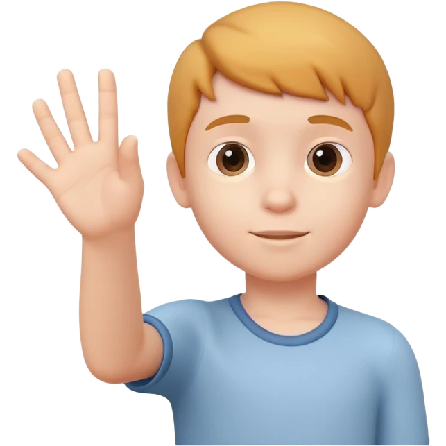 generate realistic detailed boy with hi hand 3d style emoji
