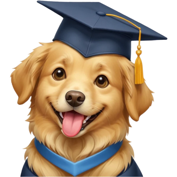 happy dog wearing a graduation cap emoji