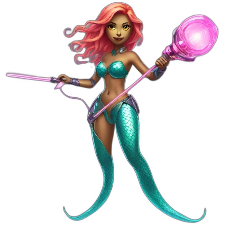 mermaid cyborg with a laser whip emoji