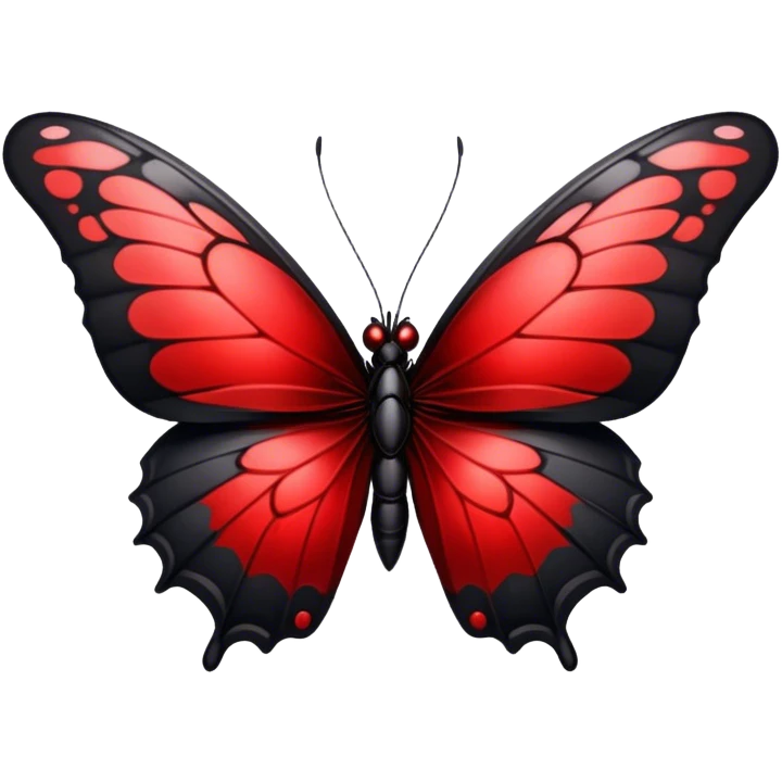 An Edgy crimson-blood-red obsidian-black beautiful butterfly emoji