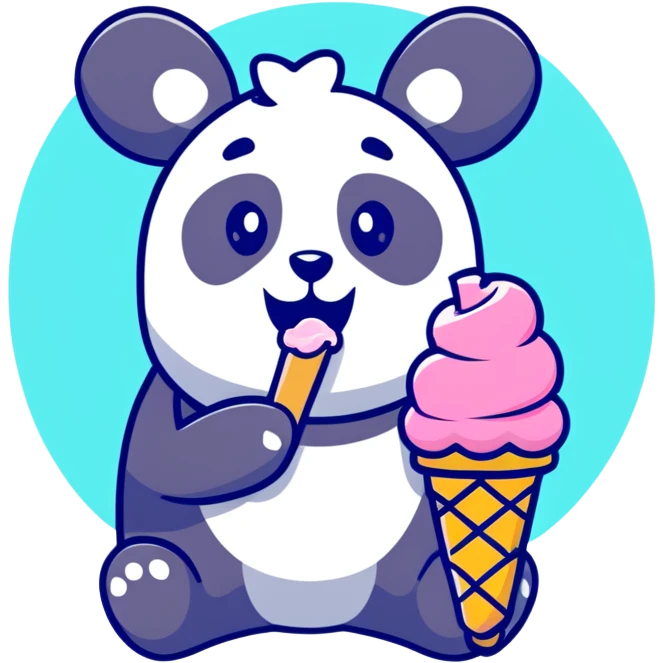 Panda eating ice cream emoji