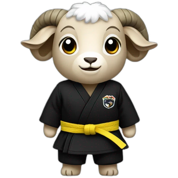 Ram wearing black Jiu-Jitsu gi emoji