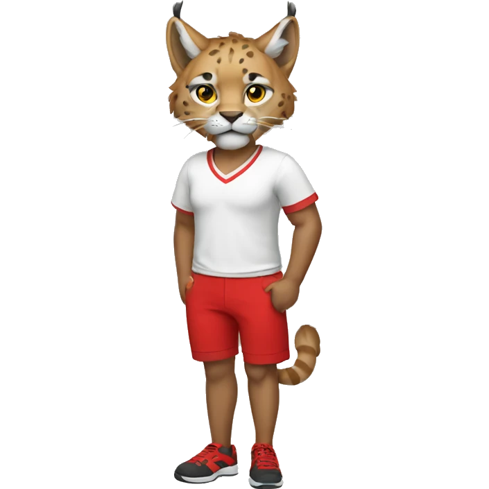 lynx a shirt and red shorts emoji