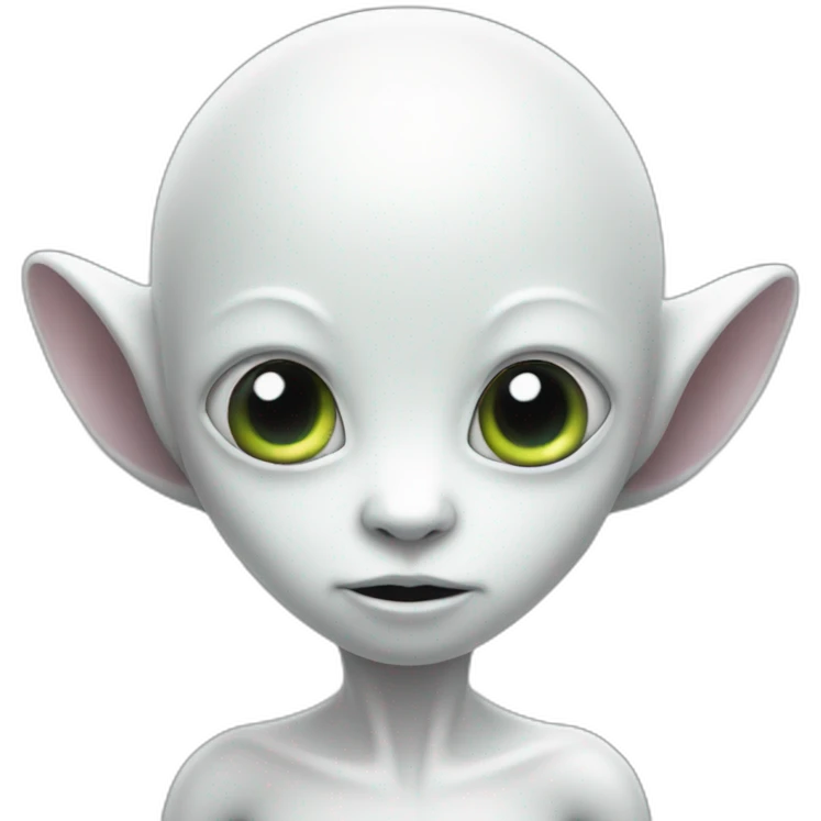 White little alien with tentacles on chin and alien ears emoji