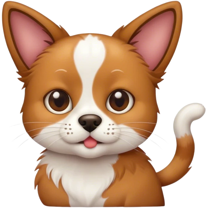 A dog mix with a cat emoji
