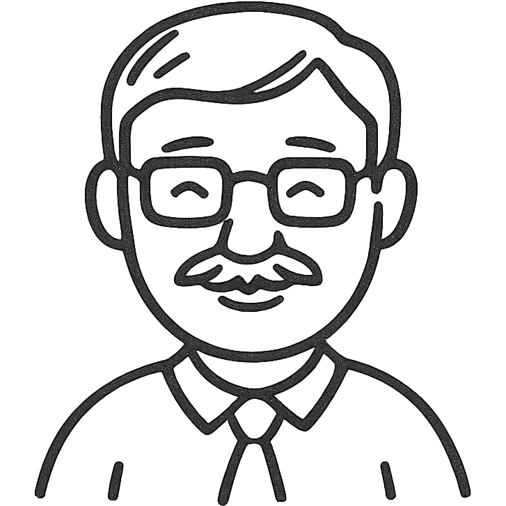 father, friendly and approachable, simple icon style, minimal line art, gentle and kind expression emoji