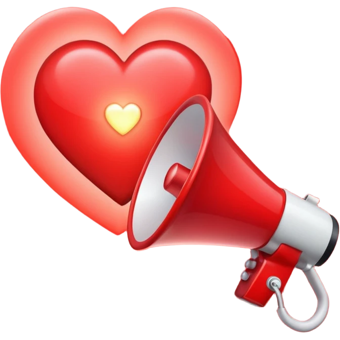 megaphone with a glowing heart coming out emoji