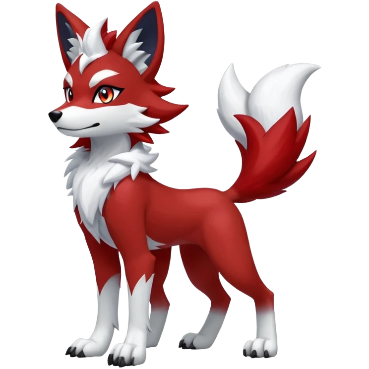 Shiny Red Anthro furry Lycanroc-Midnight-Form (full body) emoji