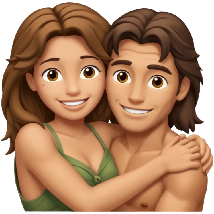 Tarzan and Jane cuddling emoji