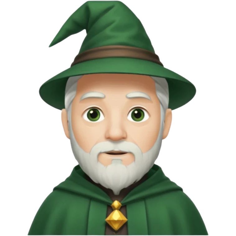 The Wizard from The Land of Oz with white hair and short beard, dark green outfit emoji